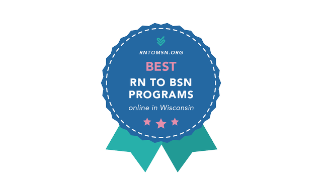 Award ribbon that reads "Best RN to BSN Programs Online in Wisconsin"