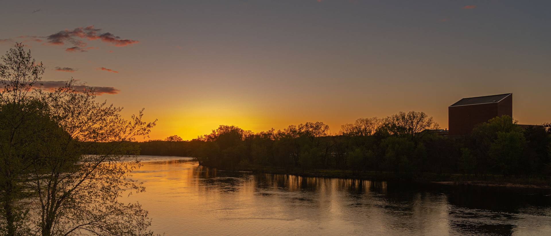 Spring sunset over the river
