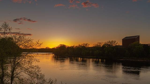 Spring sunset over the river