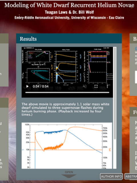 Screenshot of REU poster: Modeling of White Dwarf Recurrent Helium Novae