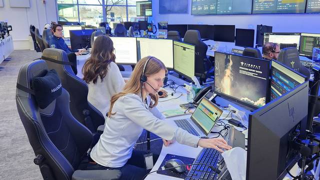 Susan Lederer at control center in NASA headquarters