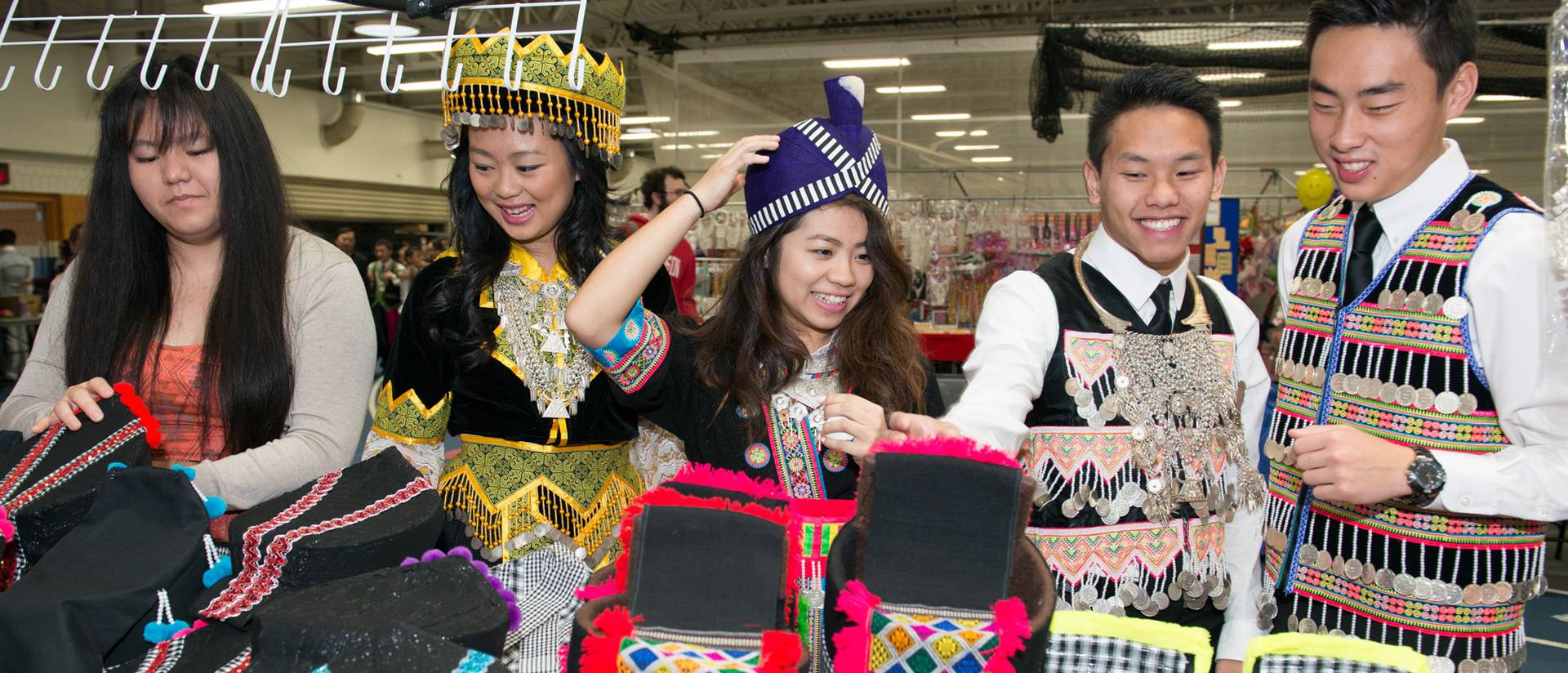 Students in traditional Hmong outfits