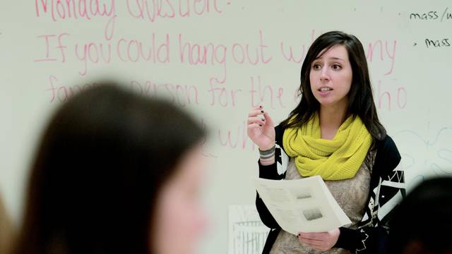 Angela Koch, one of three  2015-16 Fulbright U.S. Student award recipients from UW-Eau Claire, was a student teacher at North High School in Eau Claire.