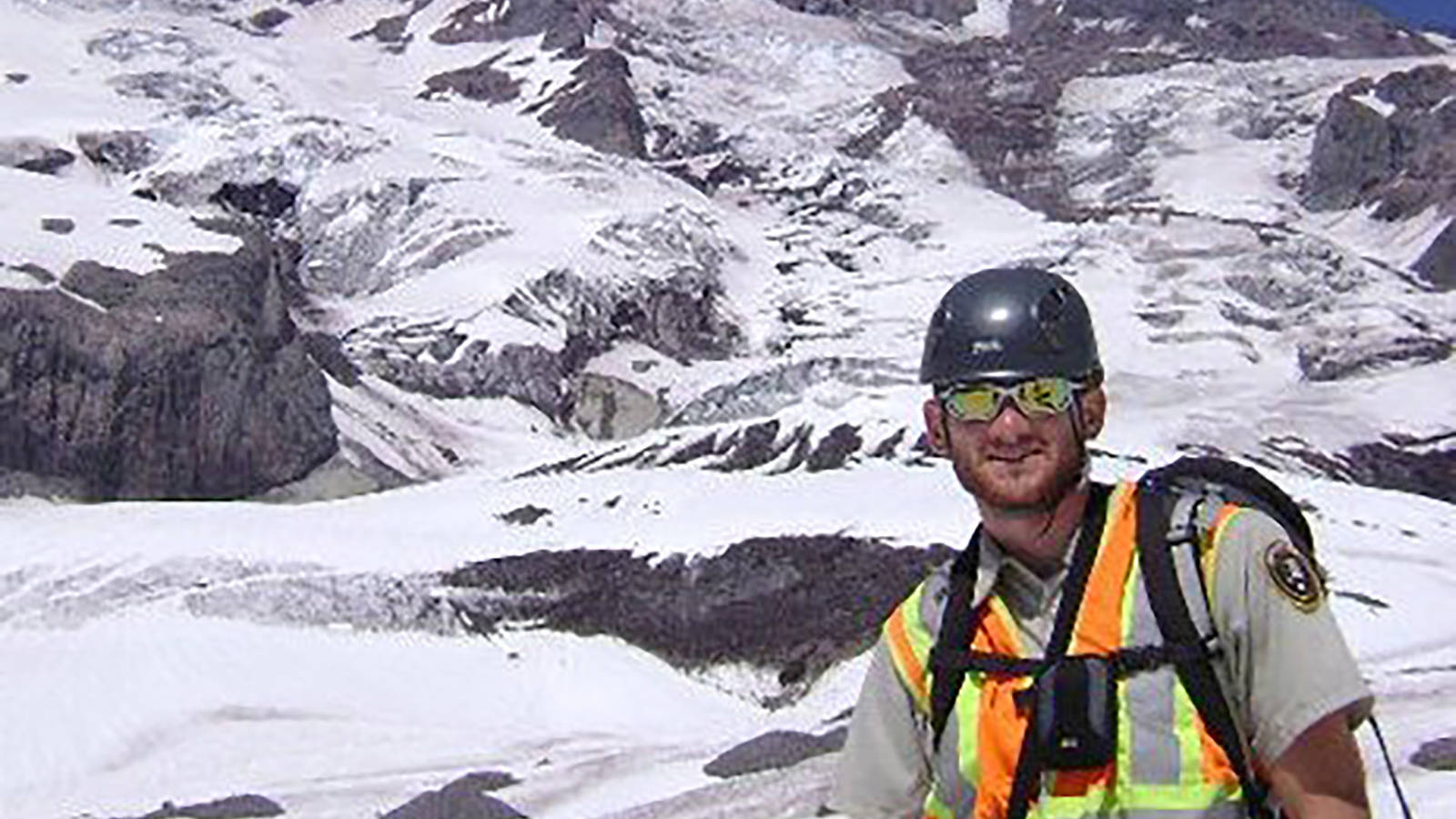 Corrie Floyd, geology major, at his internship near Mt. Rainier. 