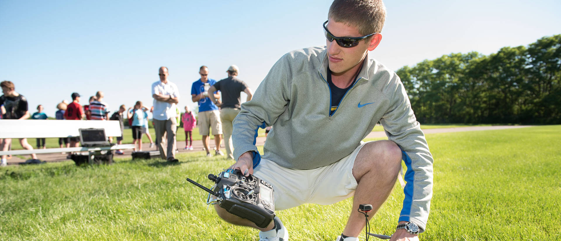 Student and an unmanned aerial vehicle (UAV)