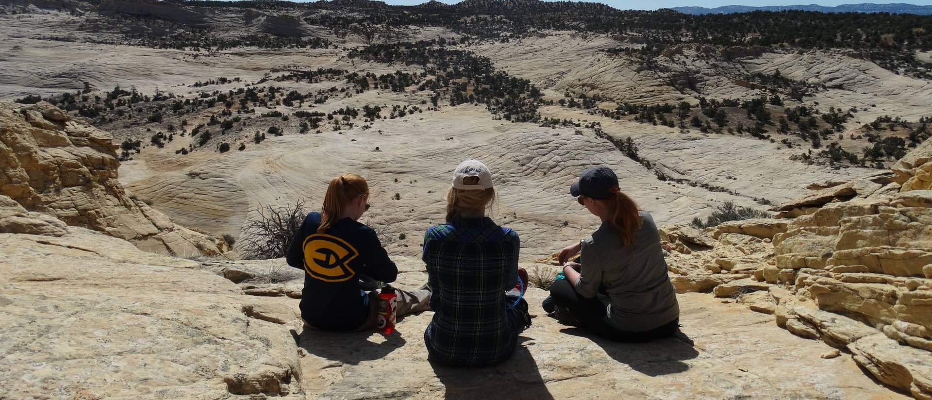 Biology students stop to enjoy a breathtaking canyon view