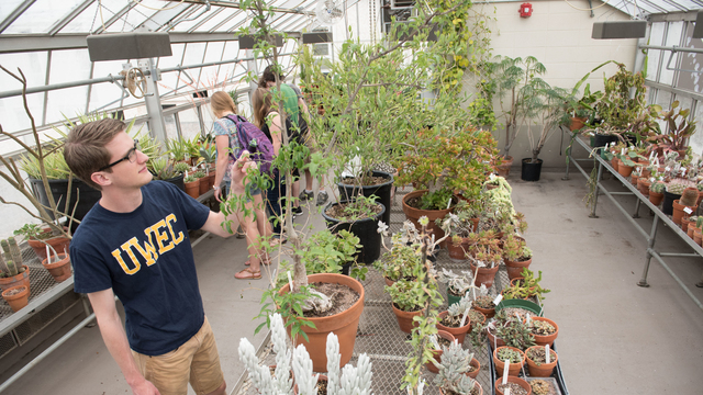 Students in the uwec greenhouse