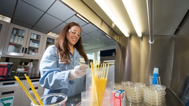 Biology student doing research in a lab