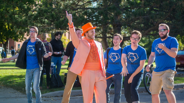 UWEC acapella group fifth element during homecoming