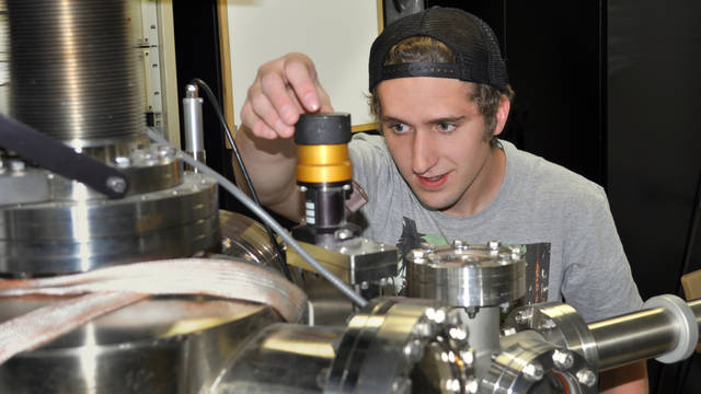 Student works on an instrument