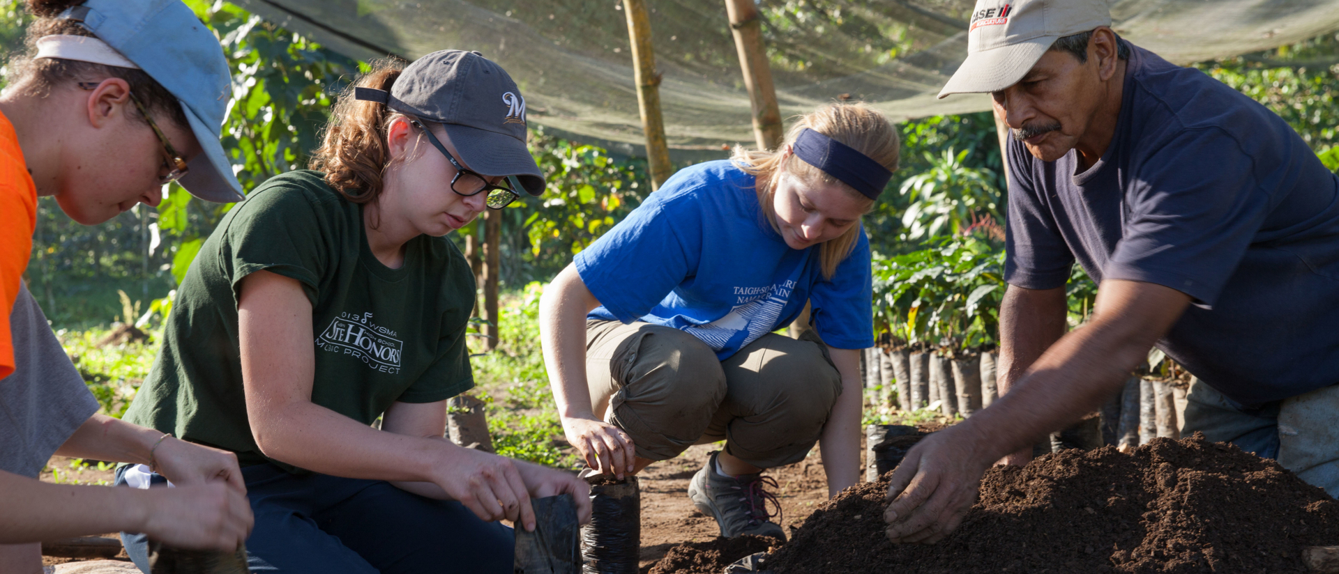 Students assisting with farming