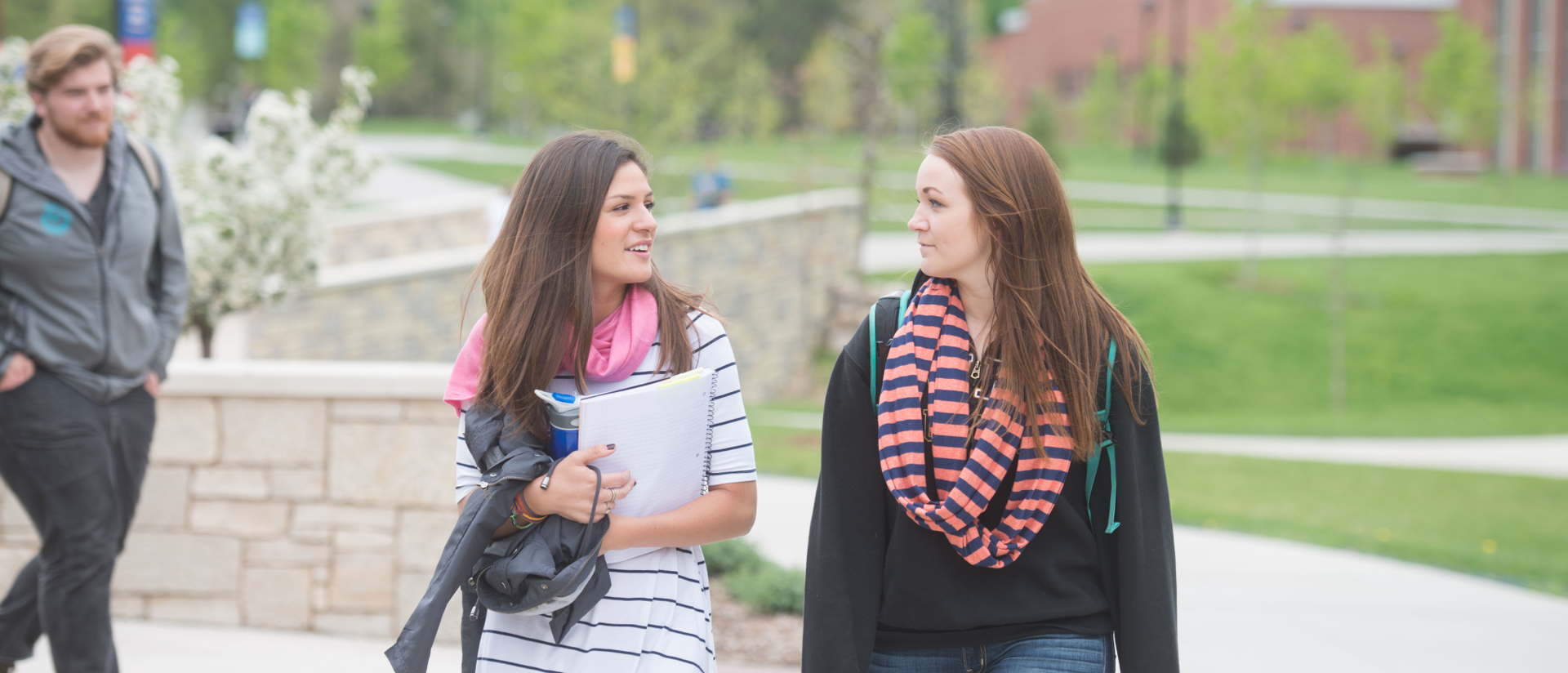 Students walking through campus