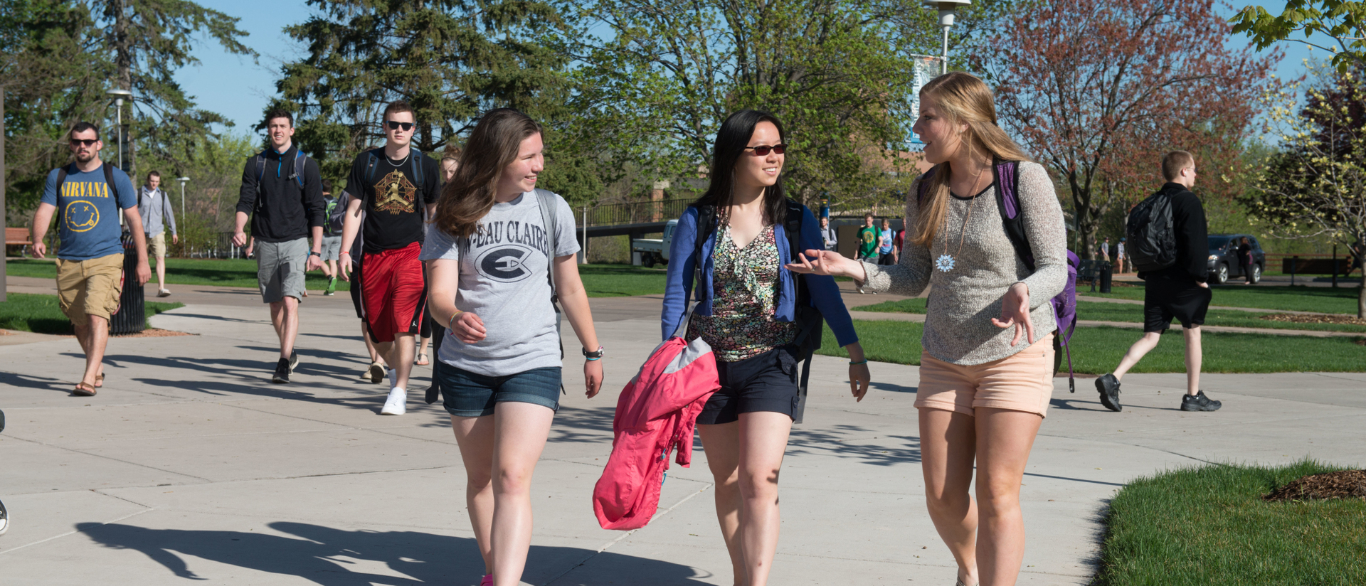 Students walking through campus