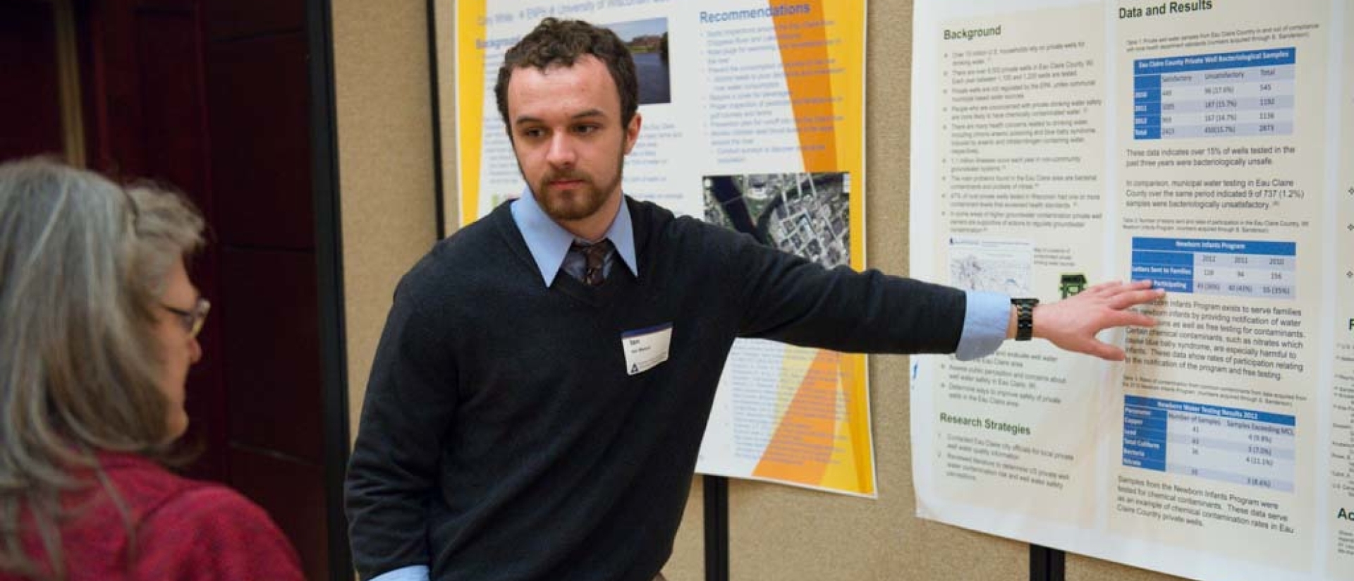 Student presenting research