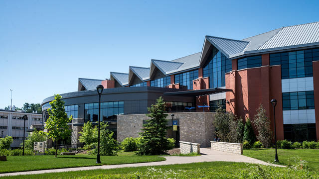 Exterior view of Davies Center in the summer