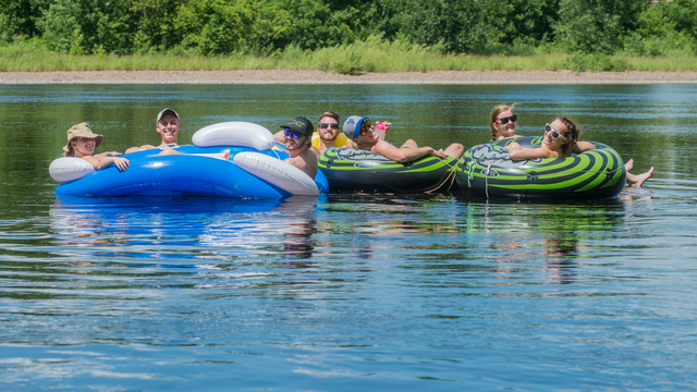Students floating down the Chippewa River.