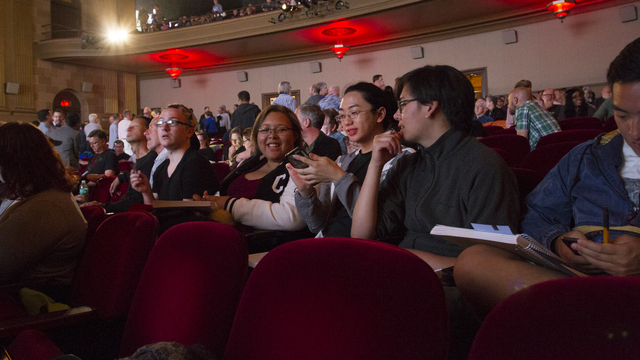 UW-Eau Claire students (from left) Devin Dawson, Cece Lewis, Carter Kha, Sierra Lomo and Richard Yang attend a screening at the Castro Theatre during the Frameline International LGBTQ Film Festival in San Francisco.

