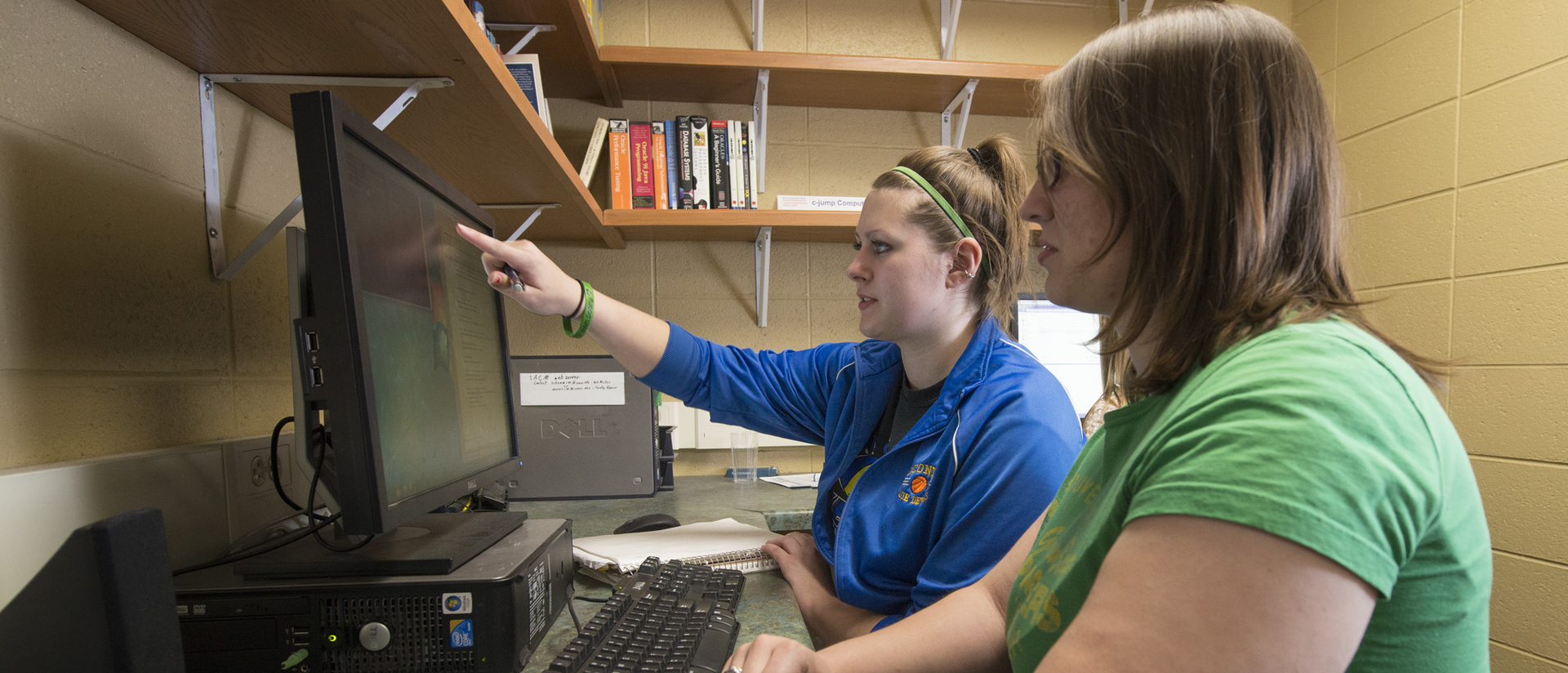 Students working on research