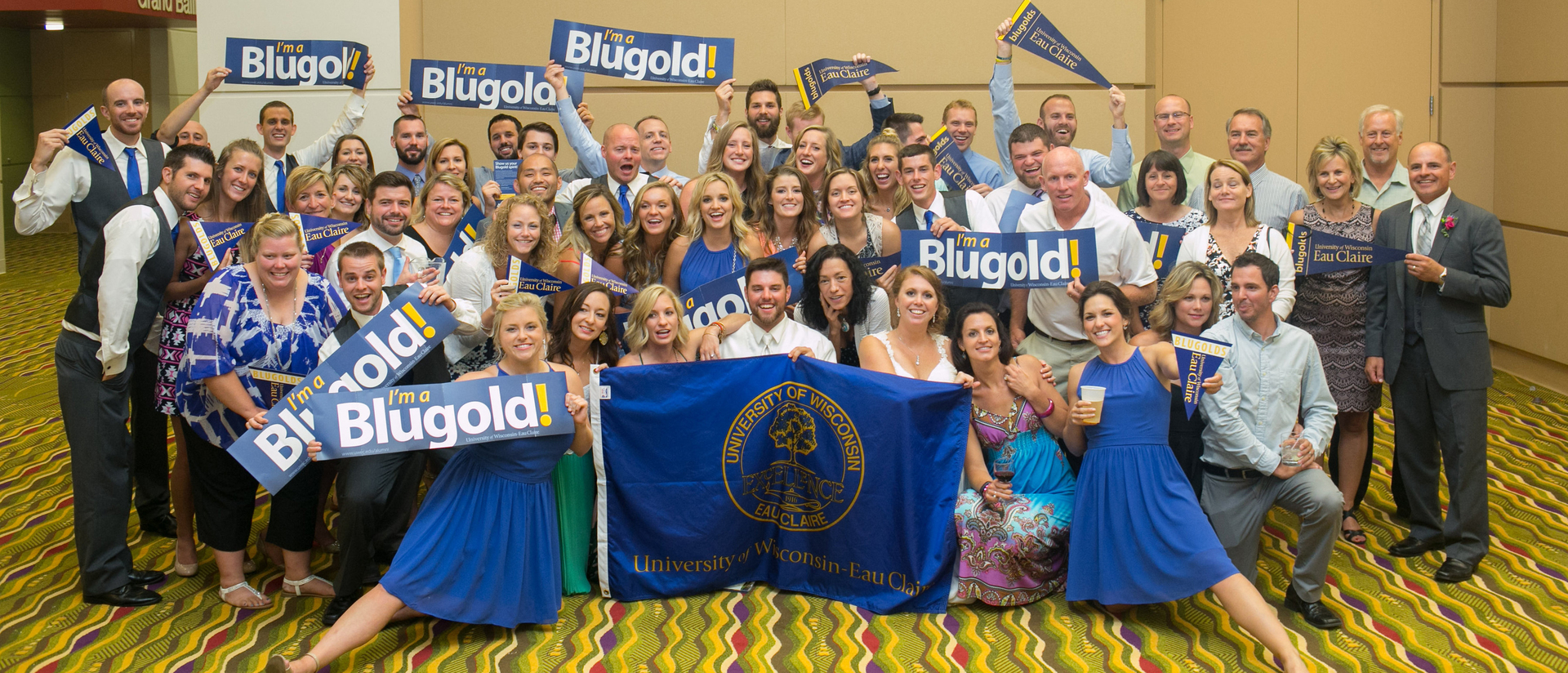 Ryan Shaefer, Heidi Hietpas and 60-plus Blugold family and friends at their August 2016 wedding.