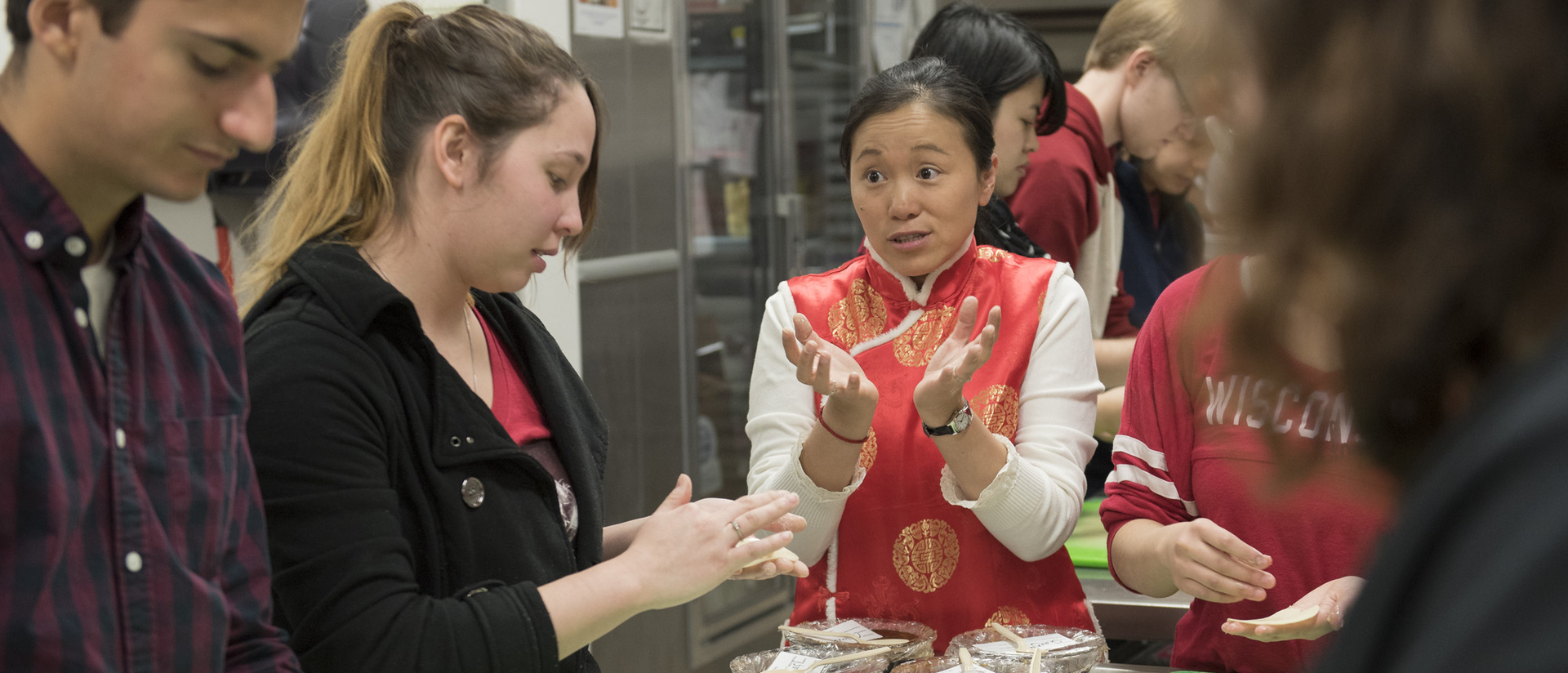 Chinese language students make dumplings to celebrate the Chinese New Year.