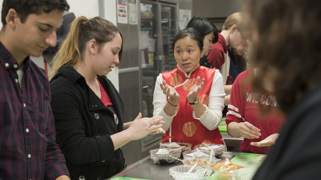 Chinese language students make dumplings to celebrate the Chinese New Year.