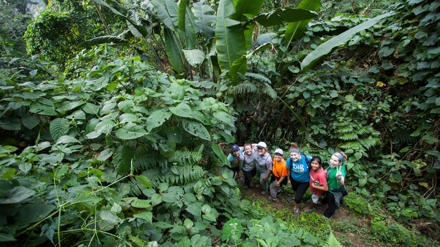 Students in the jungle in Guatemala on cultural immersion experience.