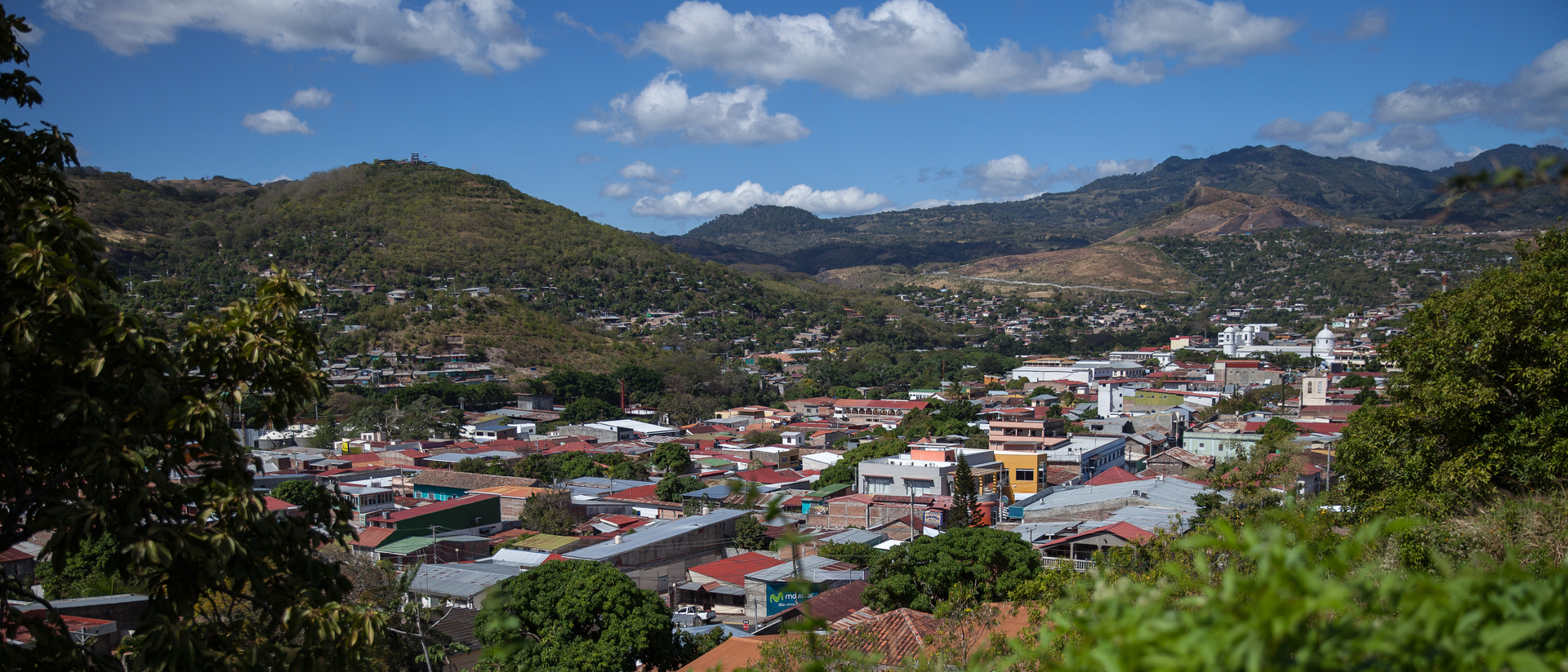 Looking down from a hillside at a city in Nicaragua