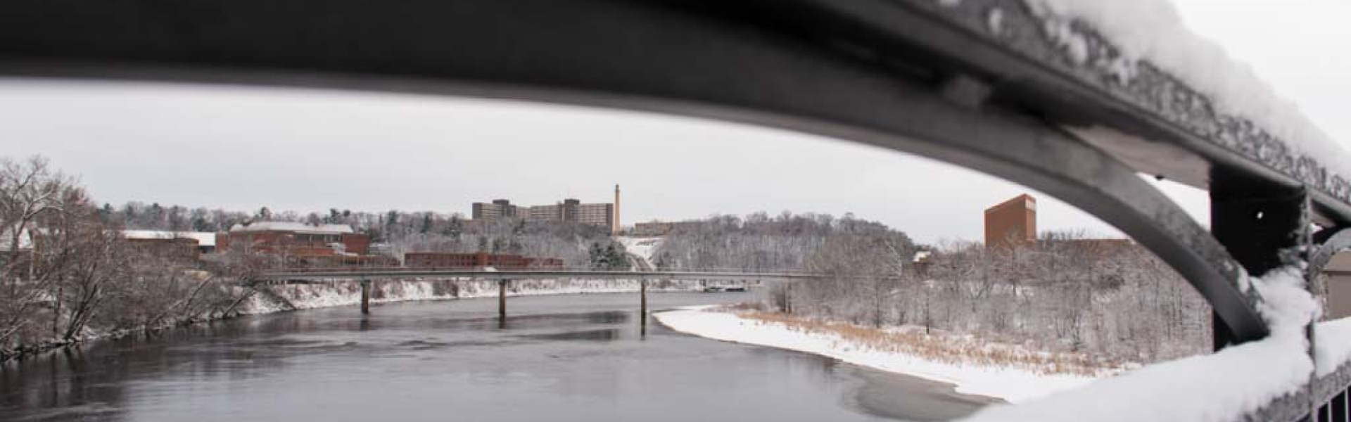 Campus winter scene from Water Street bridge