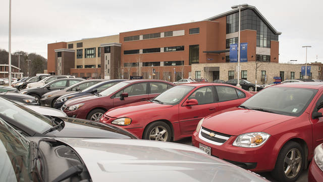 cars parked in UW-Eau Claire Phillips lot