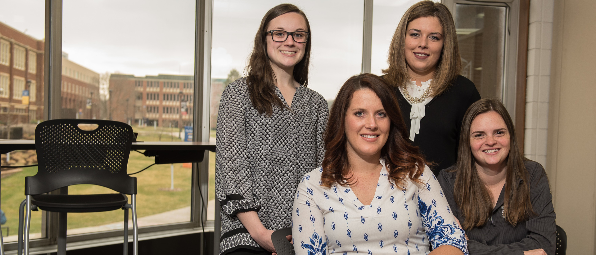 Blugolds (from left) Brittany Martin, Stephanie Little, Stephanie Born and Rachel Martell are among the numerous UW-Eau Claire students who have jobs lined up before graduation.