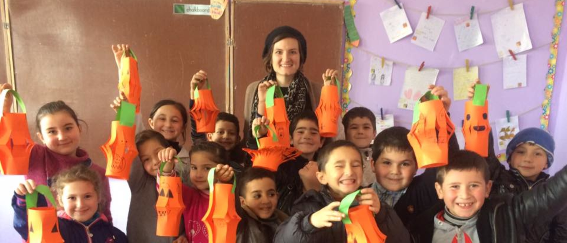 Courtney Ostert celebrating Halloween with students in the Republic of Georgia. 