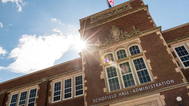 Sun shines on Schofield Hall