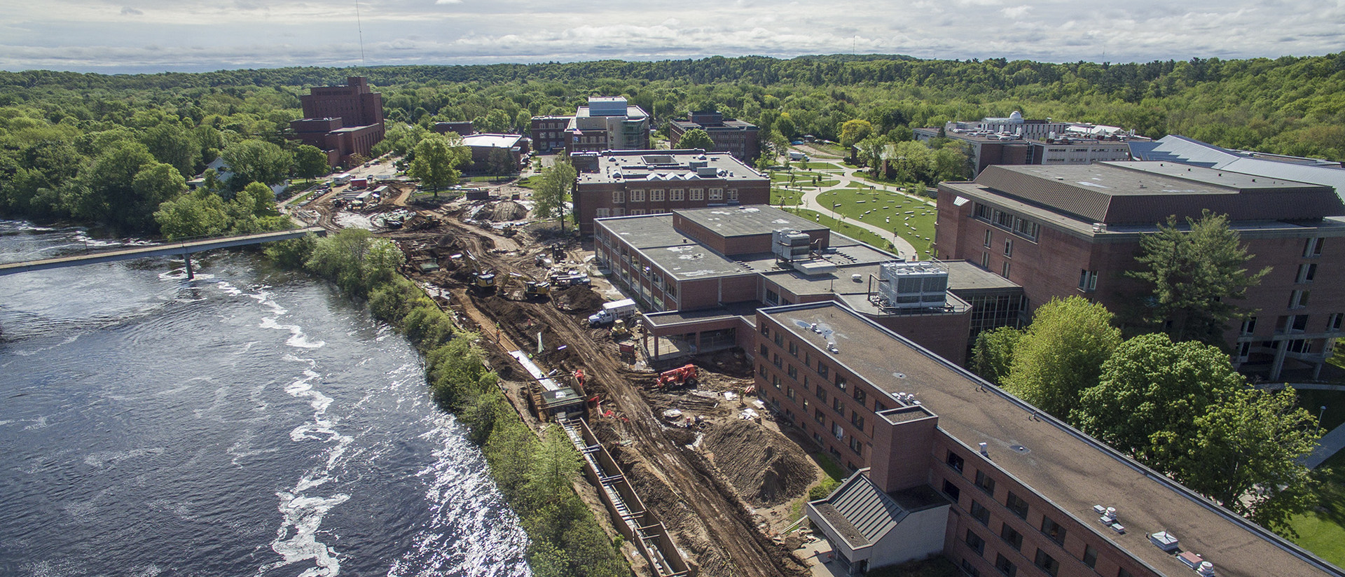 Aerial photo of UW-Eau Claire Garfield Avenue redevelopment project, May 24, 2017