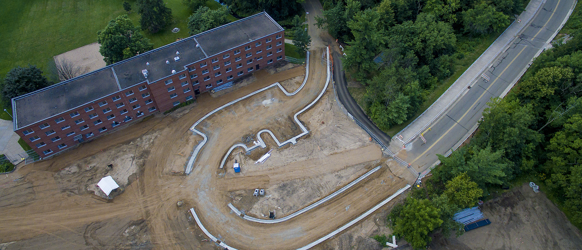 Drone shot of Garfield Avenue project progress