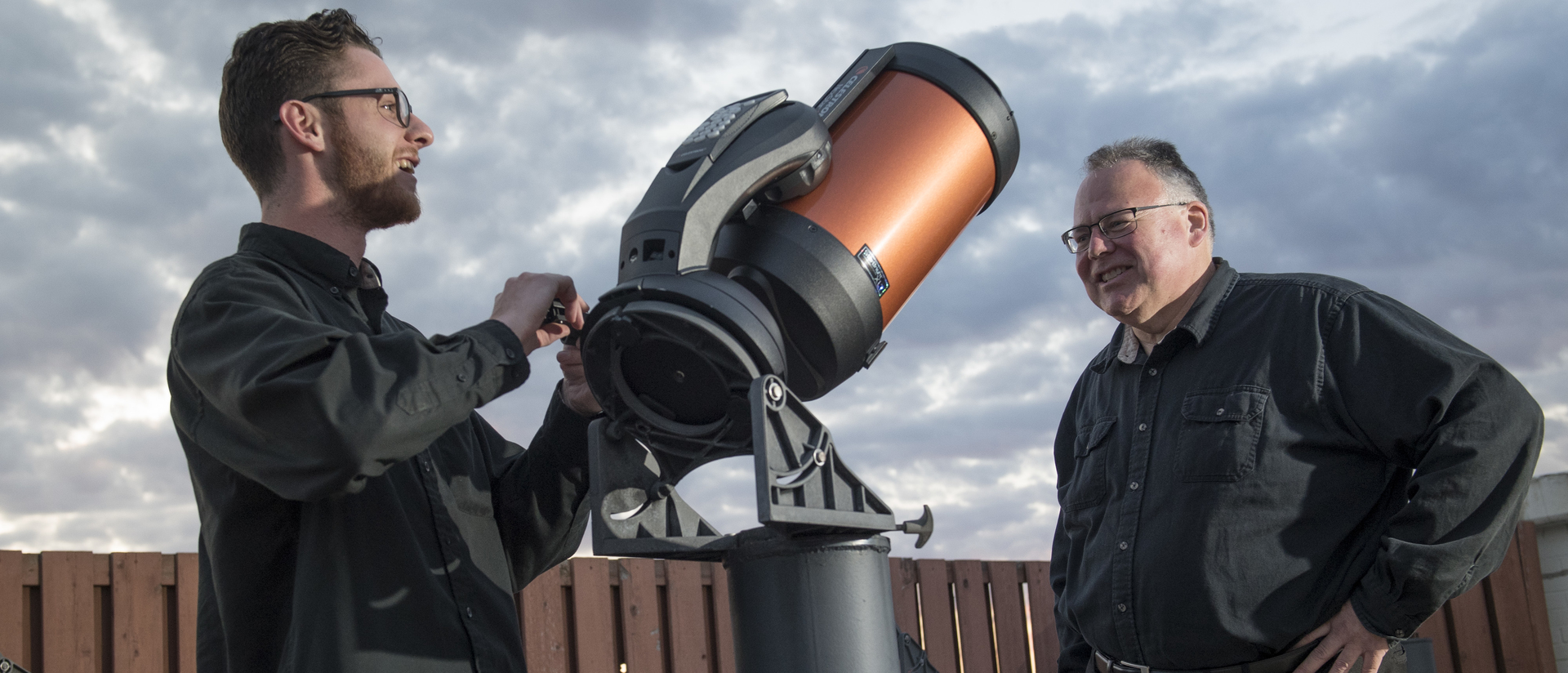 Dr. Paul Thomas (right) will travel to Missouri to experience the Aug. 21 total solar eclipse. UW-Eau Claire will host a viewing event on campus, helping people safely view the partial eclipse.