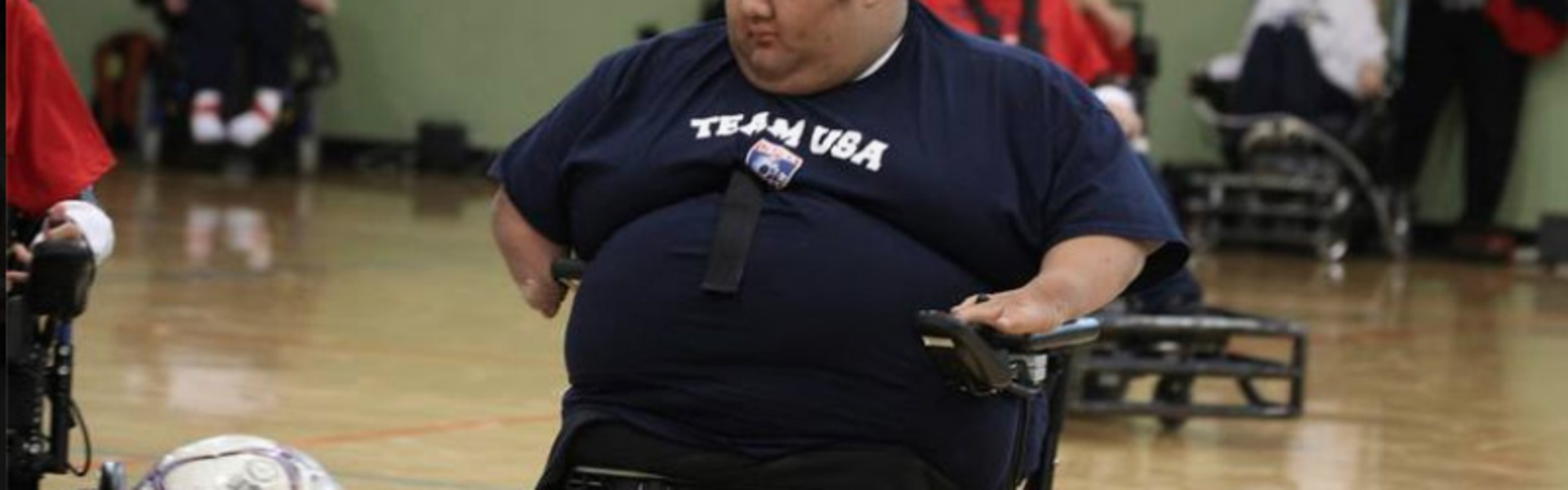 Pete Winslow playing wheelchair soccer