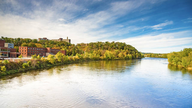 UW-Eau Claire campus and the river in fall colors