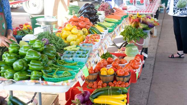 A display of veggies at the Eau Claire Farmers Market