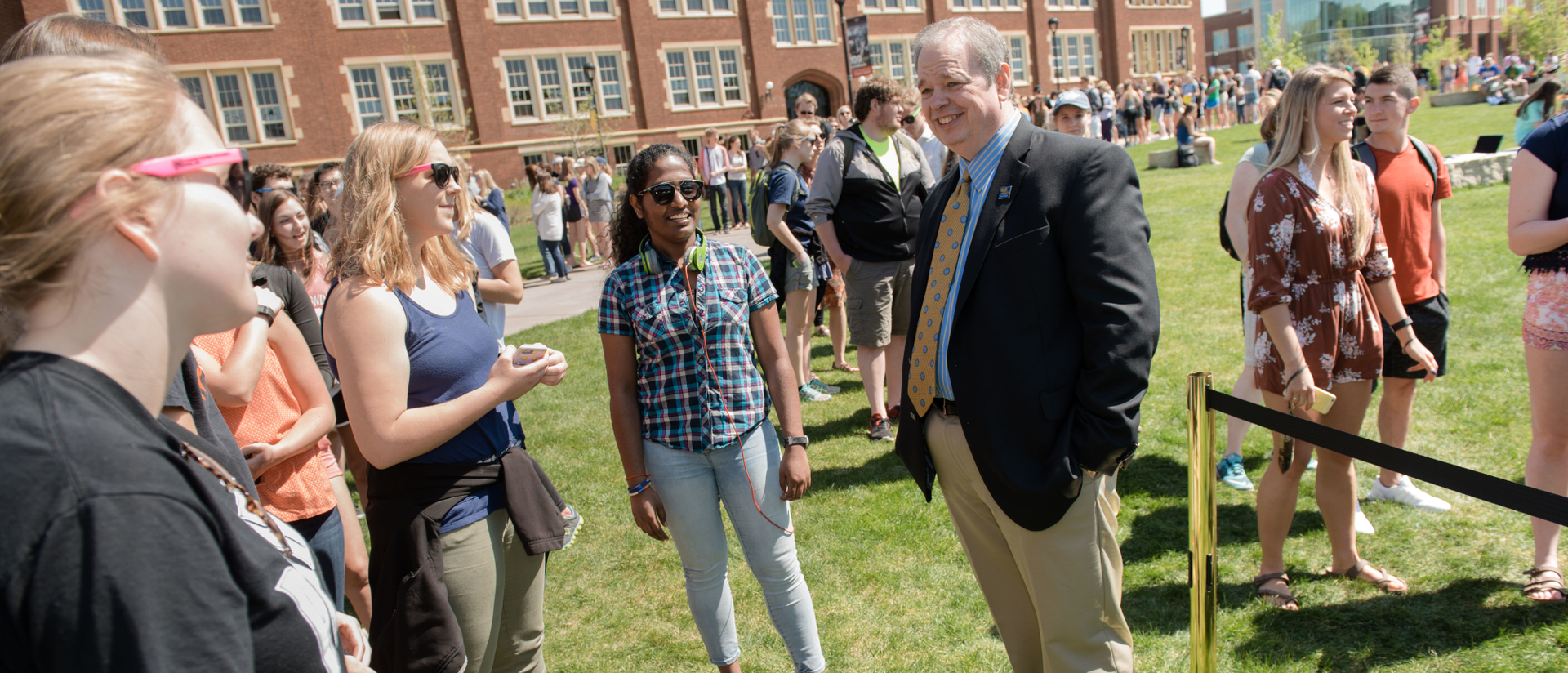 Chancellor Jim Schmidt meeting students at Springfest 2017