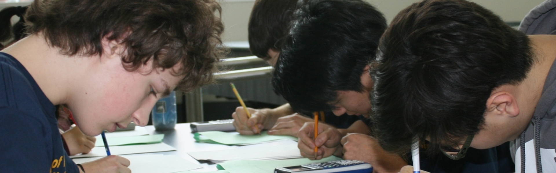 Students working hard on a test