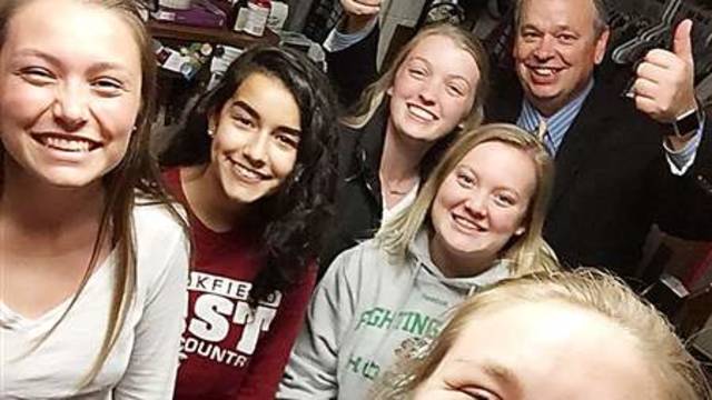 Chancellor Jim drops in for a residence hall selfie!