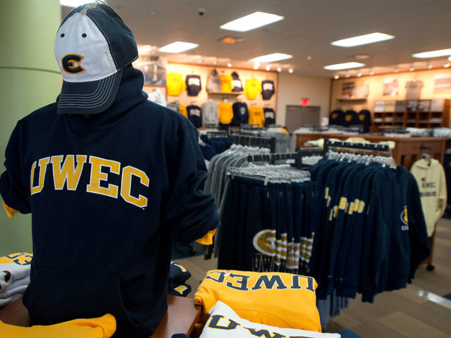 Blugold merchandise in the UNiveristy Bookstore