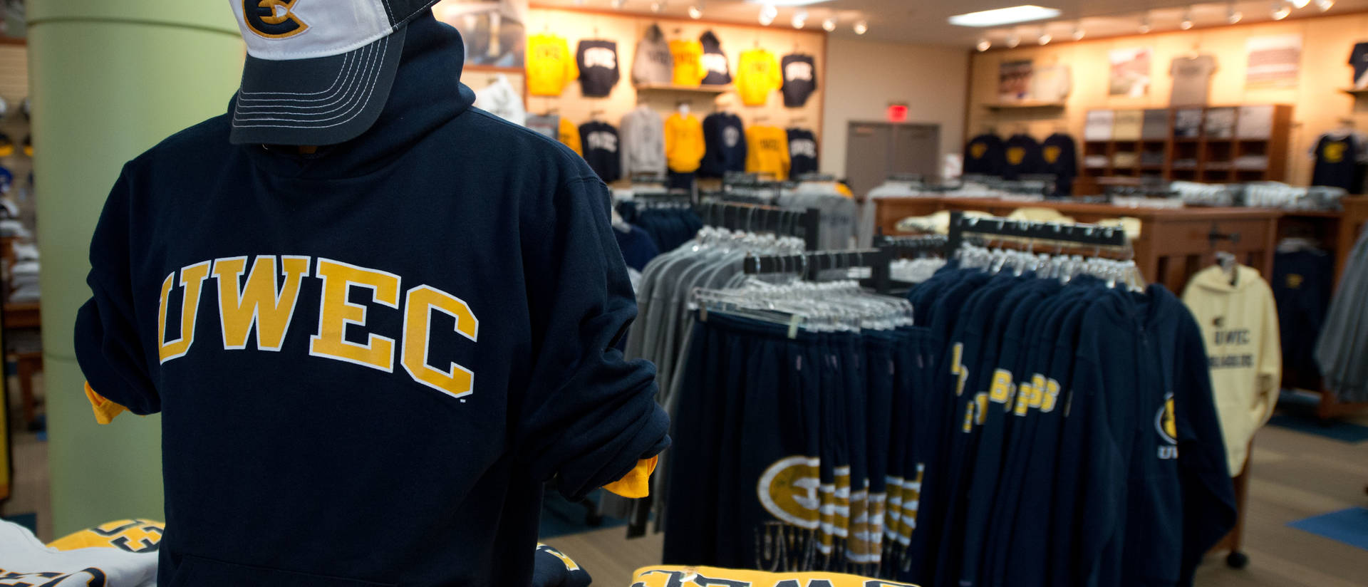 Blugold merchandise in the UNiveristy Bookstore