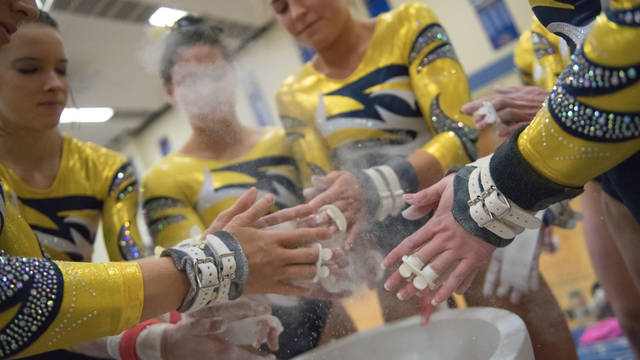 Women’s gymnastics team getting ready to compete