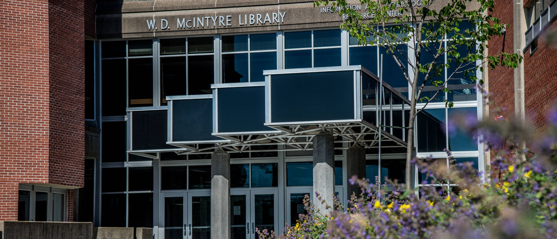 Main entrance to McIntyre Library on the UW-Eau Claire campus.