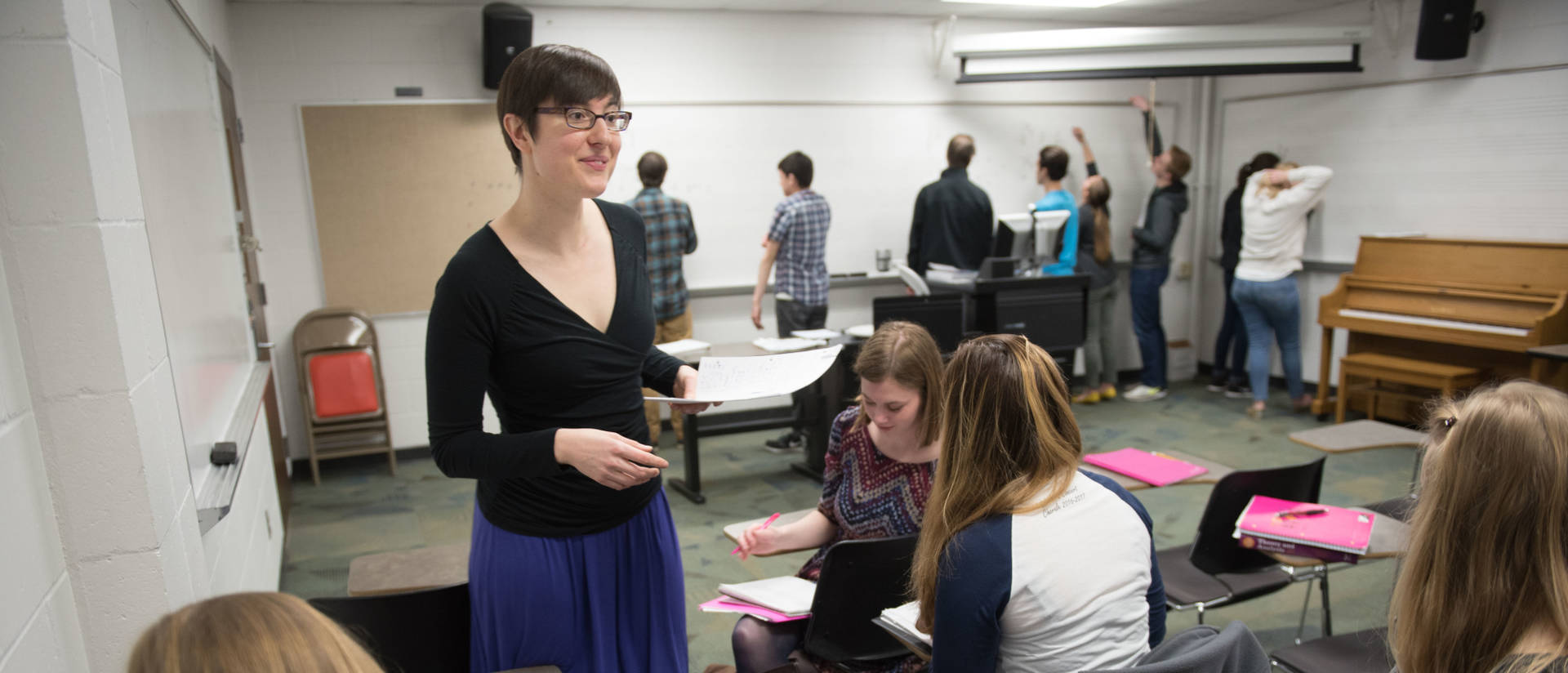 UW-Eau Claire professor and music theory students engaged in active learning