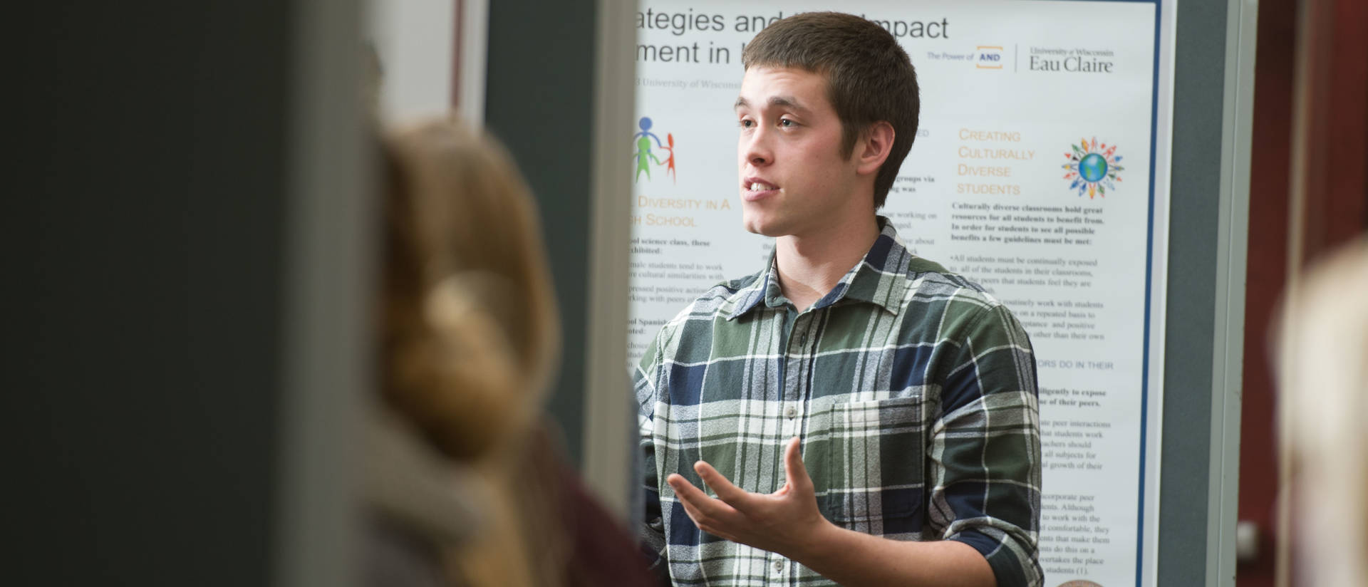 Human diversity student working on a presentation