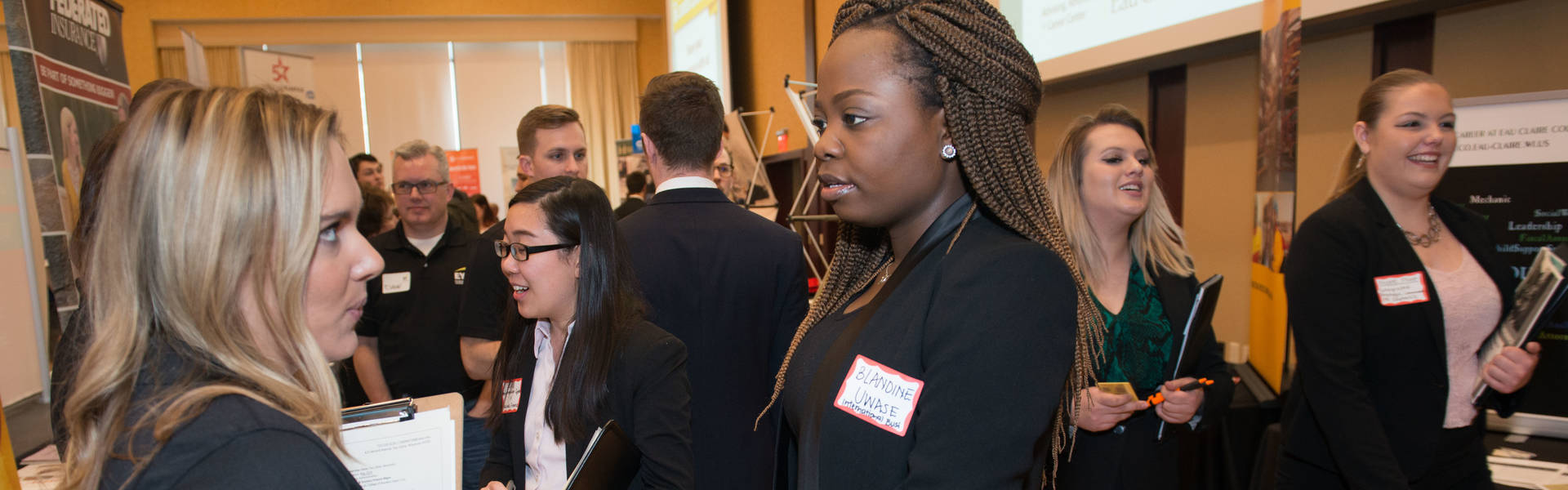 Female student and employer at Career Fair