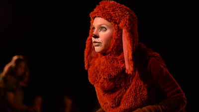 UW-Eau Claire students performing in the play Wiley and the Hairy Man